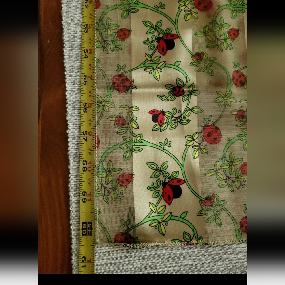 Ladybug on greenery Satin and Sheer Shadow Striped 60 inch Scarf - Picture 7 of 8